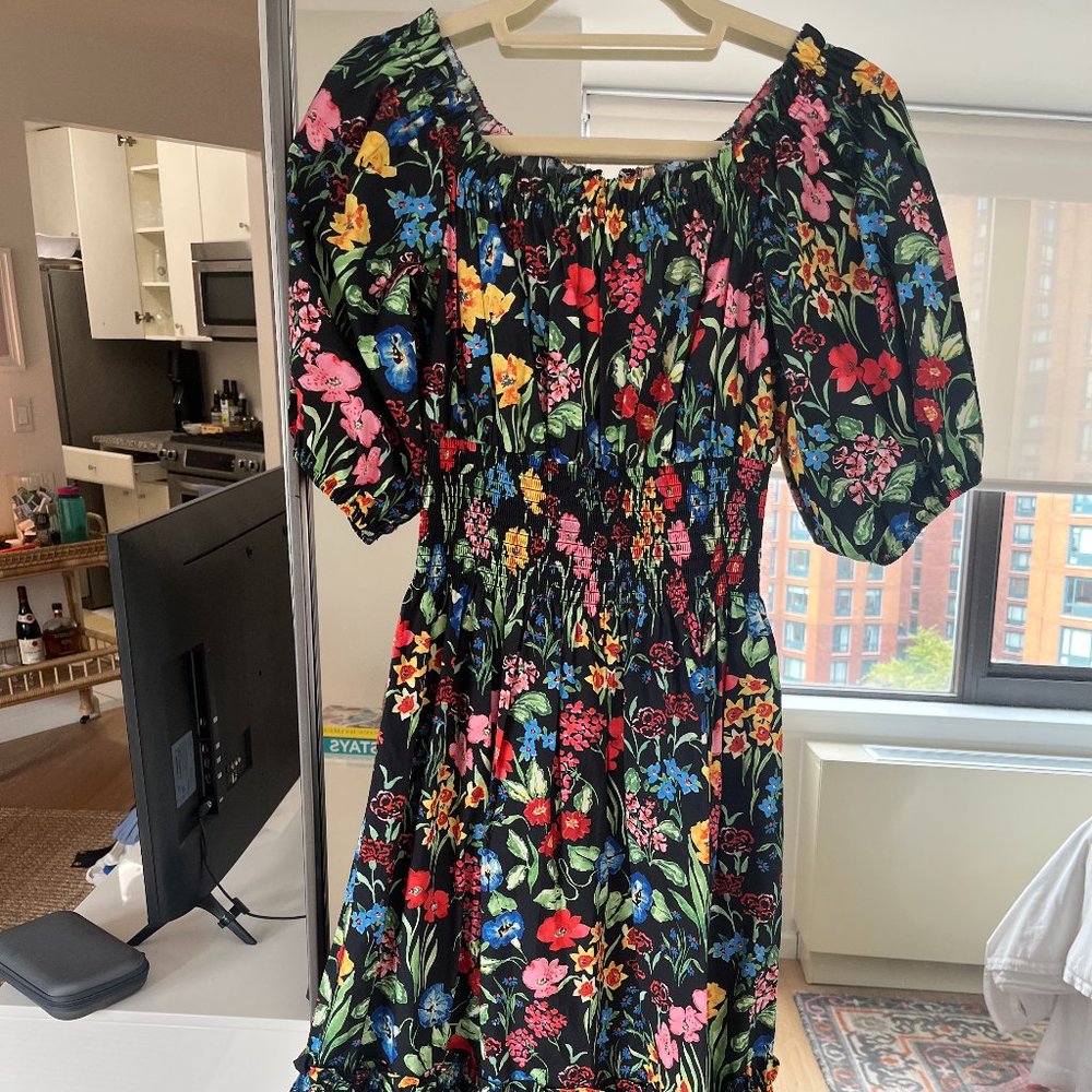 Cara Cara Off the Shoulder Mimi Dress in Floral Garden Black